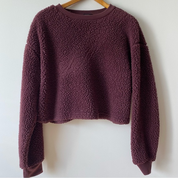 Forever 21 Women’s Fleece Pullover Sweatshirt Burgundy Size Large - Picture 1 of 5